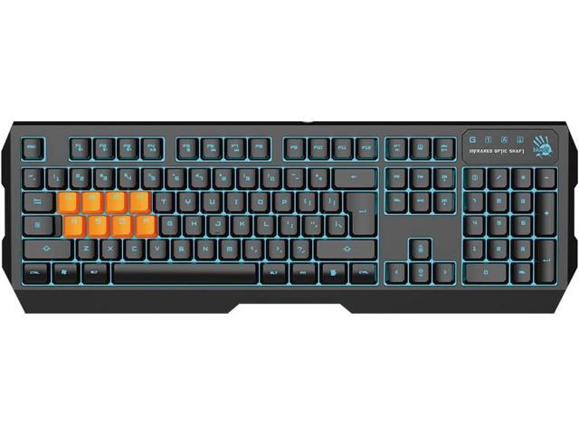 Bloody B188 8-Key Light Strike (LK) Optical Mechanical Gaming Keyboard Tri-Color LED Backlit Smooth/Linear Black Switch