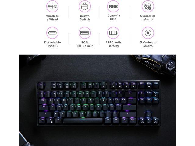 RK ROYAL KLUDGE RK87 Sink87G RGB Wireless TKL Mechanical Gaming Keyboard, 87 Keys No Numpad Tenkeyless Compact 2.4G Wireless Keyboard with Tactile...