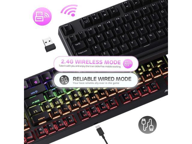RK ROYAL KLUDGE RK87 Sink87G RGB Wireless TKL Mechanical Gaming Keyboard, 87 Keys No Numpad Tenkeyless Compact 2.4G Wireless Keyboard with Tactile...