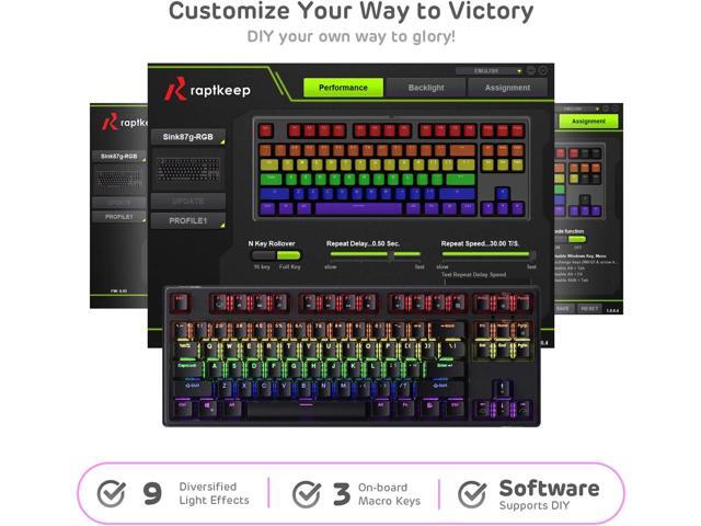 RK ROYAL KLUDGE RK87 Sink87G RGB Wireless TKL Mechanical Gaming Keyboard, 87 Keys No Numpad Tenkeyless Compact 2.4G Wireless Keyboard with Tactile...