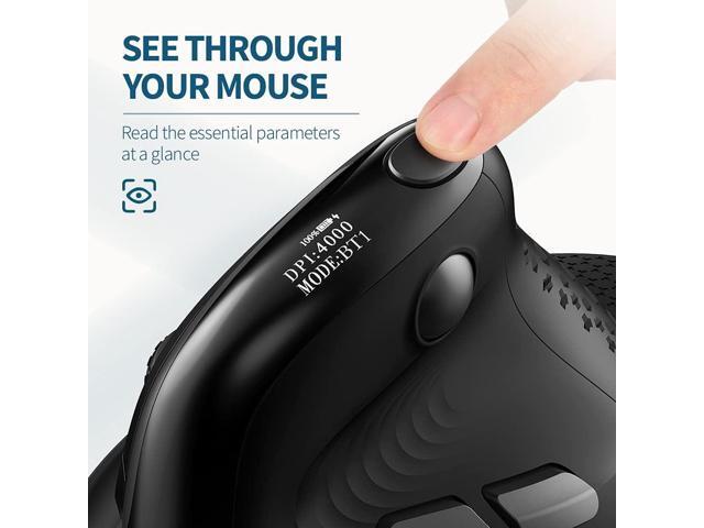 DeLUX Seeker Wireless Ergonomic Vertical Mouse with OLED Screen, BT and USB Receiver, Connect with Up to 4 Devices, Thumb Wheel, 4000DPI,...