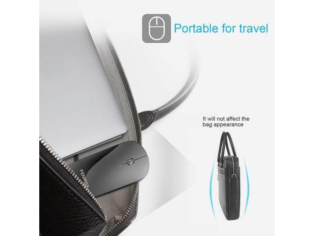 FENIFOX Bluetooth Mouse Slim Mini Whisper-Quiet Flat Portable Wireless Mice Rechargeable Compatible with Laptop,PC,Tablet Android Windows XP(Black)