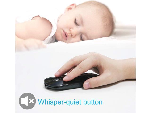 FENIFOX Bluetooth Mouse Slim Mini Whisper-Quiet Flat Portable Wireless Mice Rechargeable Compatible with Laptop,PC,Tablet Android Windows XP(Black)