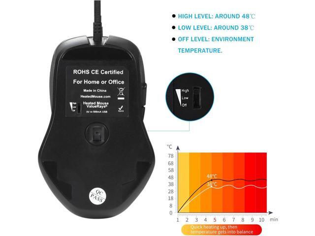 Warm Fingertips Hot Buttons Optical Heated Mouse