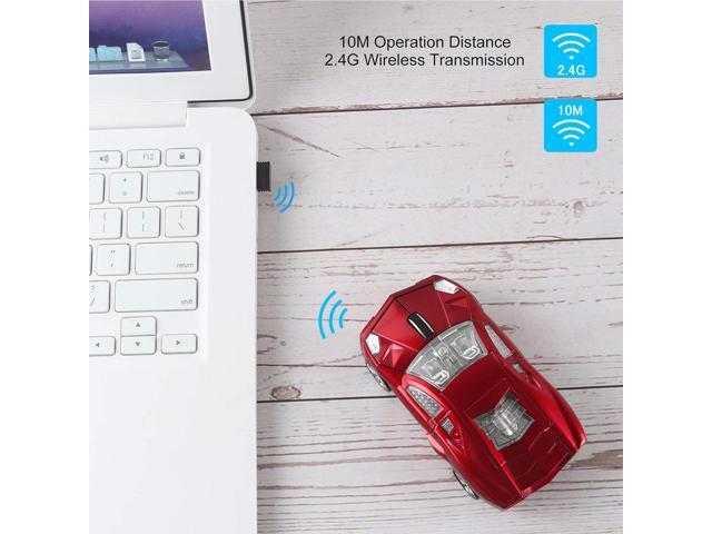CHUYI Cool Sports Car Shaped Wireless Mouse 1600DPI Cordless Optical Mice with USB Receiver for Office School Home Travel, for PC Laptop Computer...