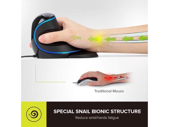 DELUX Wired Ergonomic Mouse with 7200DPI, Vertical Mouse Large with 6 Programmble Buttons, Blue LED Light, On-Board Software and Removable Palm...