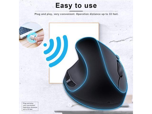 SUNGI Left-Handed Mouse,2.4GHz Ergonomic Vertical DPI 800/1200/1600 Wireless Mouse with USB Receiver for Left Hand,Black