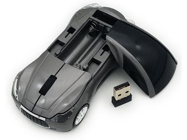Wireless Car Mouse 2.4Ghz 3D DPI 1600 Cool Sport USB Gaming Mouse Mice for PC Computer Laptop Notebook Gray
