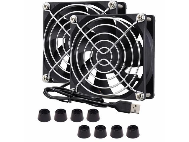WINSINN DC 80mm USB Fan 5V 8025 Sleeve Bearing Brushless Cooling 80mmx25mm 2PIN (Pack of 2Pcs)