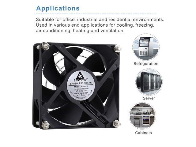 GDSTIME EC Cooling Fan 80mm x 80mm x 25mm AC 110V 115V 120V 220V 240V