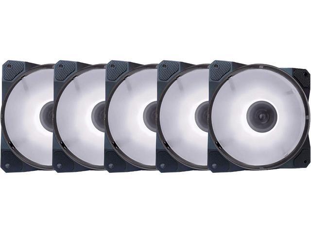 Apevia CO512L-WH Cosmos 120mm White LED Ultra Silent Case Fan w/ 16 LEDs & Anti-Vibration Rubber Pads (5 Pk)