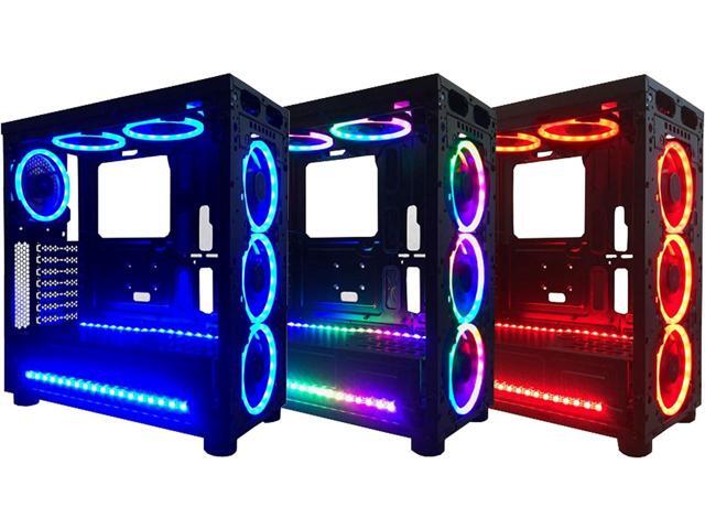 Apevia ST6P2-RGB Spectra 120mm Silent Dual Ring RGB Color Changing LED Fan with Remote Control, 16x LEDs & 8X Anti-Vibration Rubber Pads w/ 2...
