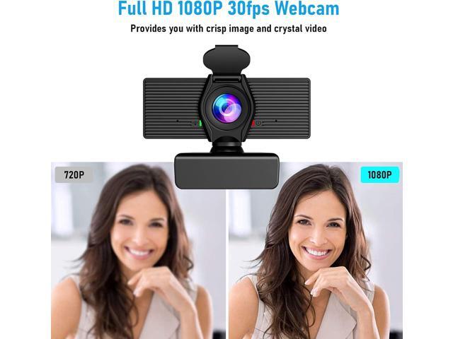 Webcam with Microphone & Privacy Cover, 1080P HD Web Computer Camera, USB Plug and Play Laptop PC Desktop Camera, Works with Zoom, Skype, Teams,...