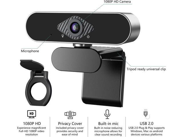 Webcam 1080P HD with Microphone & Privacy Cover, USB Web Cam with Live Streaming HD Video for Mac, PC, Computer and Laptop, Wide Angle Lens 1080P...