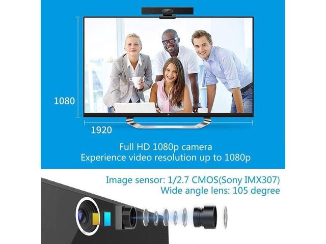 Conference Room Camera with Microphone and Speaker, Wide Angle USB Video Conference Camera for Mac, PC, Laptop, Desktop (Black with Inverted Phase)