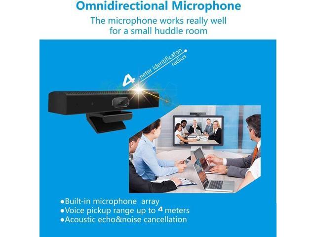 Conference Room Camera with Microphone and Speaker, Wide Angle USB Video Conference Camera for Mac, PC, Laptop, Desktop (Black with Inverted Phase)