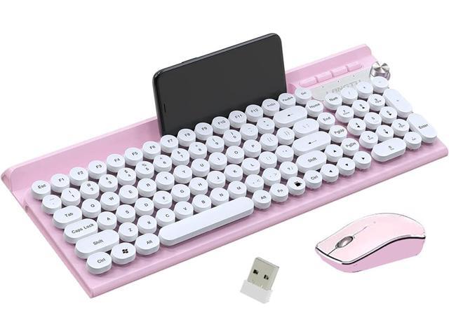 Wireless Keyboard and Mouse Combo,2.4Ghz USB Rechargeable Keyboard with Phone Holder,Full Size Keyboard and Mouse Set for Computer,Laptop and.