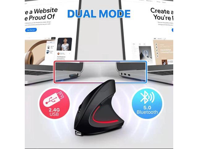 Letaclanic Ergonomic Wireless Mouse Unique Rechargeable Optical Vertical Mouse, 2.4G 5.0 Bluetooth Mouse Ergonomic with 6 Buttons, 800/1200/1600...