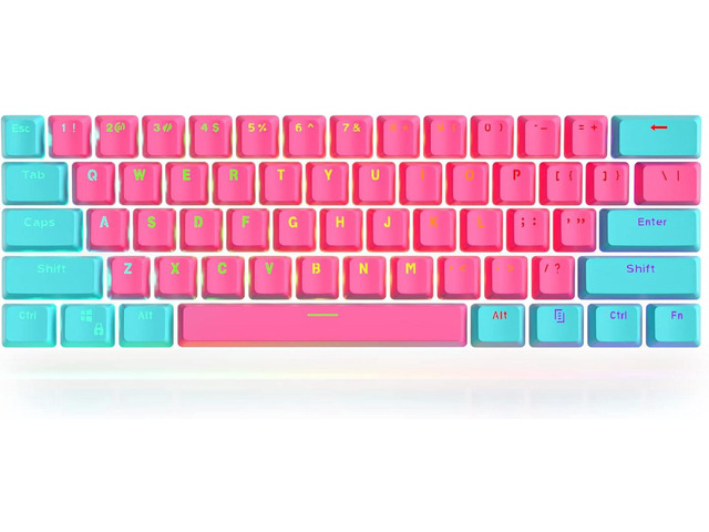 Guffercty kred 61 Keycaps 60 Percent Miami Keycaps Set PBT Keycap Backlit OEM Profile with Key Puller for Cherry MX Switches Mechanical Gaming...