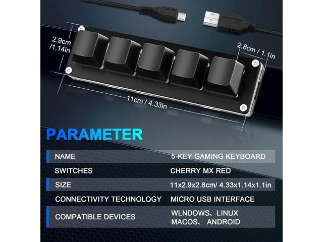 Ecarke Upgrade Black 5 Keys Mini Macro Mechanical Keyboard Gaming Keypad Hot Swap Game Keyboards USB Data Cable for Windows Mac OSU HID Standard...