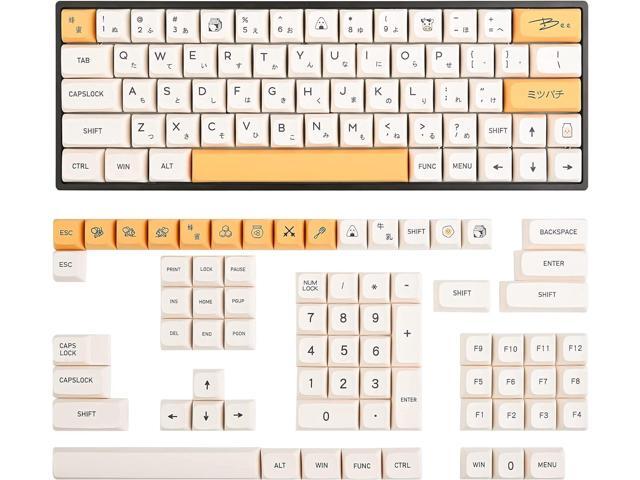 GTSP XDA Honey Milk Keycaps PBT Japanese Bee keycap 140-Key Set for Cherry MX Covers Fullsize 60% 65% 75% KeyboardXDA/Honey Milk