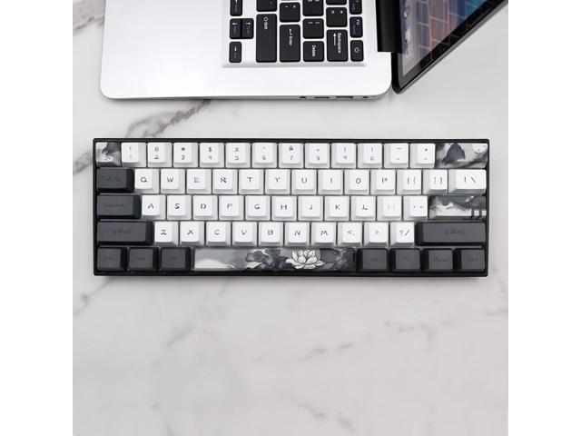 JSJT Ink Lotus Keycaps 140 Keys OEM Profile Keycap PBT Dye Sublimation Key Caps for ANSI/ISO Layout Cherry MX Switch Mechanical Gaming Keyboards...