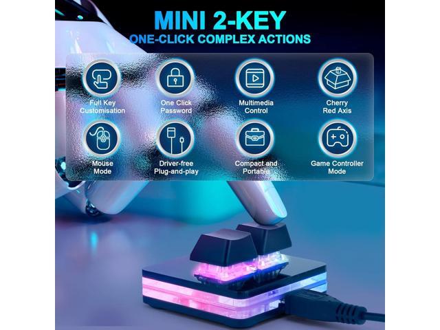 Ecarke Black 2-Key OSU Hot Swap Game Keyboards USB Wired RGB Mechanical Keypad,Autonomous Programming Macro with Software Switches