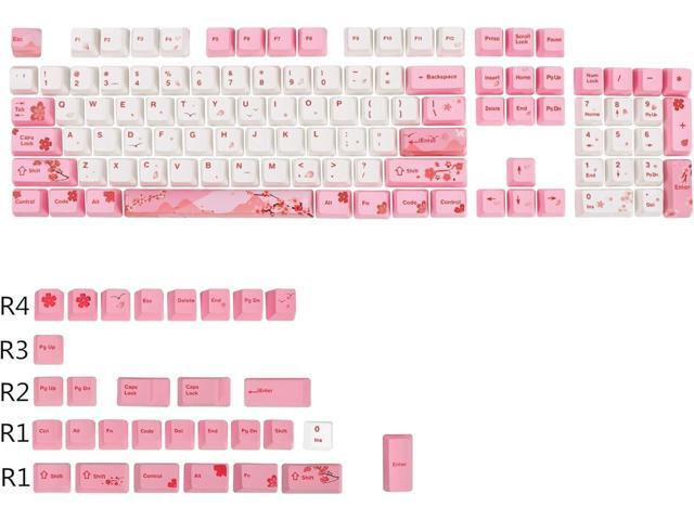 GTSP 104 Pink Keycaps Cute Japanese Custom Gaming keycap Set of Dye-Sub OEM Profile for Cherry Mx Gateron Kailh Switch 87/104 60% Mechanical...