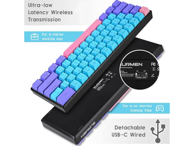 surmen 60% Wireless Gaming Keyboard 60 Percent RGB Backlit Hot-Swappable GT61 Mini Mechanical Keyboard Bluetooth Programmable (Gateron Yellow, Joker)
