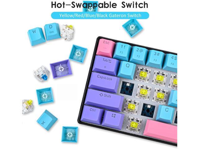 surmen 60% Wireless Gaming Keyboard 60 Percent RGB Backlit Hot-Swappable GT61 Mini Mechanical Keyboard Bluetooth Programmable (Gateron Yellow, Joker)