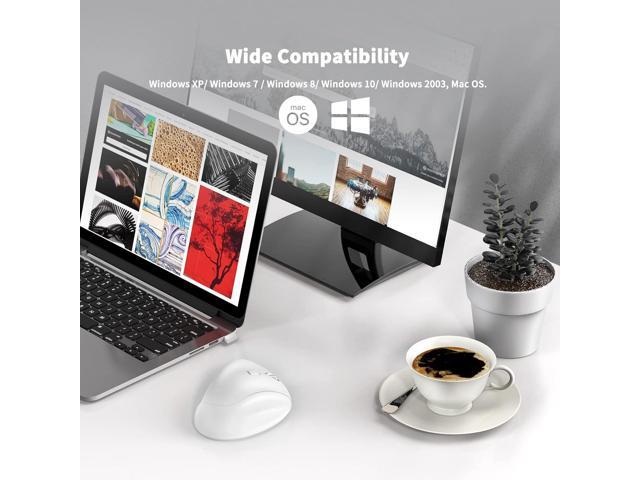 Ergonomic Wireless Mouse 2025 New Updated Smaller with USB-A Receiver for PC Computer, Laptop and Desktop, Ergo Mouse Vertical with Silent Clicks...