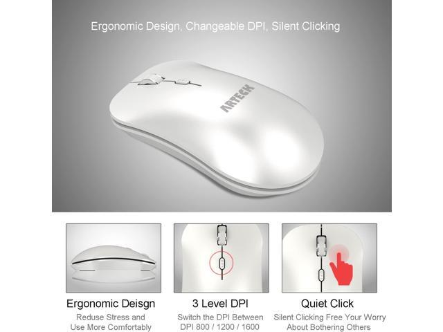 Arteck 2.4G Wireless Mouse with Nano USB Receiver Ergonomic Design Silent Clicking for Computer/Desktop/PC/Laptop and Windows 10/8/7 Build in...