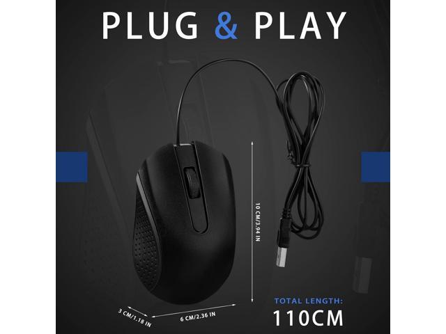 Bonuci 30 Pack USB Wired Mouse 3 Button Corded Computer Mice Bulk USB Mouse for PC Desktop, Laptop, Office, School, Classroom Use(Black)