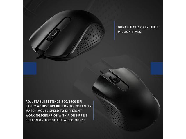 Bonuci 30 Pack USB Wired Mouse 3 Button Corded Computer Mice Bulk USB Mouse for PC Desktop, Laptop, Office, School, Classroom Use(Black)