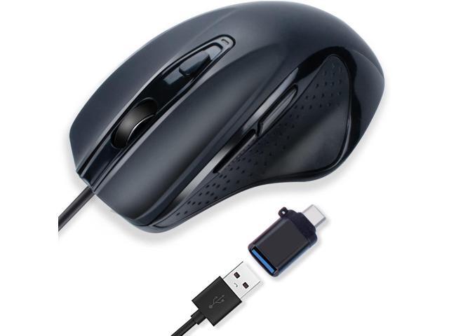 USB-C Wired, Large Size, Ergonomic, Gaming and Office Mouse with 6 Buttons, 4 Level DPI, Page Down/Up Buttons for MacBook Pro, iPad Pro & Laptops,...