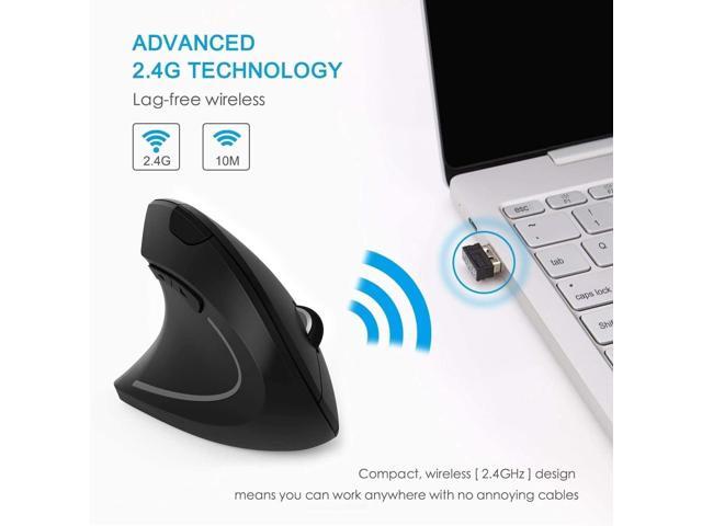 Ergonomic Left-Handed Wireless Vertical Mouse, 2.4G, 3 Adjustable DPI (800/1200/1600), Specially for Left Handers