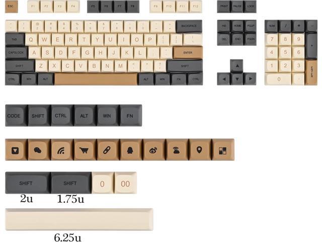 Guffercty kred XDA Profile Keycaps 125 Retro PBT Key Cap Cover Set Dye Sublimation ANSI US Layout for Cherry Mx Switch Mechanical Keyboard (XDA/Ember)
