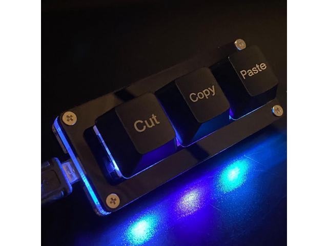 Mini 3-Key Cut Copy Paste Keyboard - RGB Macro Pad Gaming Mechanical Keyboard with Ctrl X C V Shortcut, Programmable for Working and Gaming (Black)