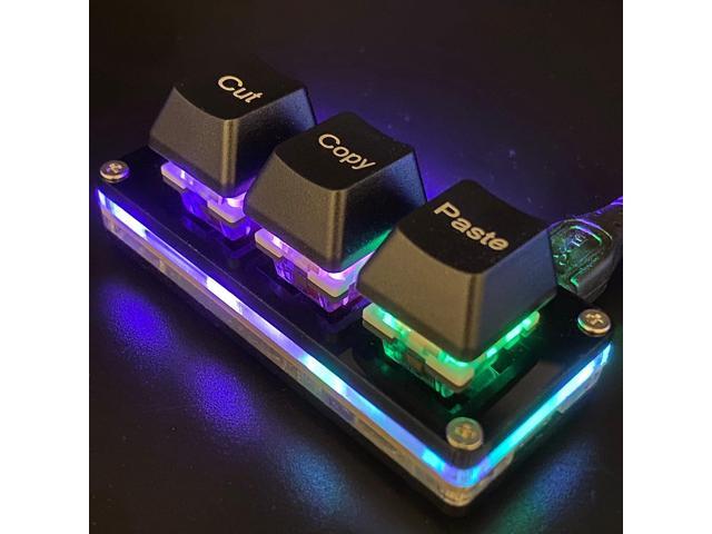 Mini 3-Key Cut Copy Paste Keyboard - RGB Macro Pad Gaming Mechanical Keyboard with Ctrl X C V Shortcut, Programmable for Working and Gaming (Black)