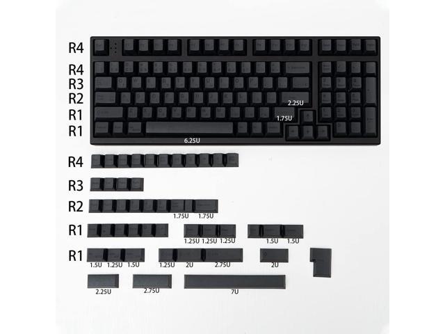 PBT Japanese Gray Keycaps 144 Keys Cherry Profile DYE-Sub Custom Minimalist Keycaps for 60% 65% 70% 75% Cherry Gateron MX Switches Mechanical...