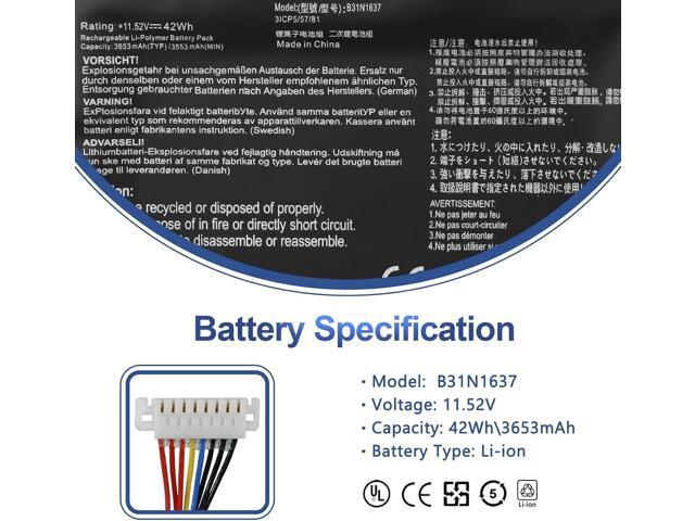 ANTIEE B31N1637 C31N1637 Laptop Battery Replacement for ASUS VivoBook X510 X510U X510UQ X510UA X510UAR X510UF S15 S510U S510UF S510UQ S510UN S510UR...