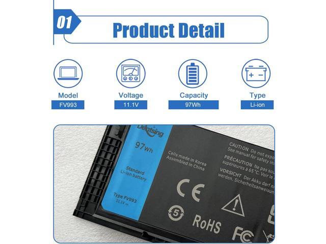 Dentsing FV993 Battery for Dell Precision M4600 M4700 M4800 M6600 M6700 M6800 Laptop Battery 9-Cell 97WH FV993 FJJ4W