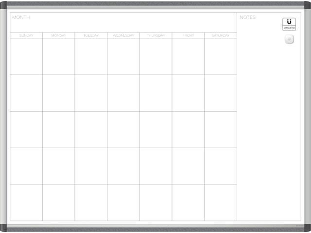 PINIT Magnetic Dry Erase Calendar Board, 48 x 36 Inches, Silver Aluminum Frame UBR2903U0001