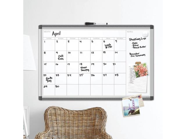 PINIT Magnetic Dry Erase Calendar Board, 48 x 36 Inches, Silver Aluminum Frame UBR2903U0001