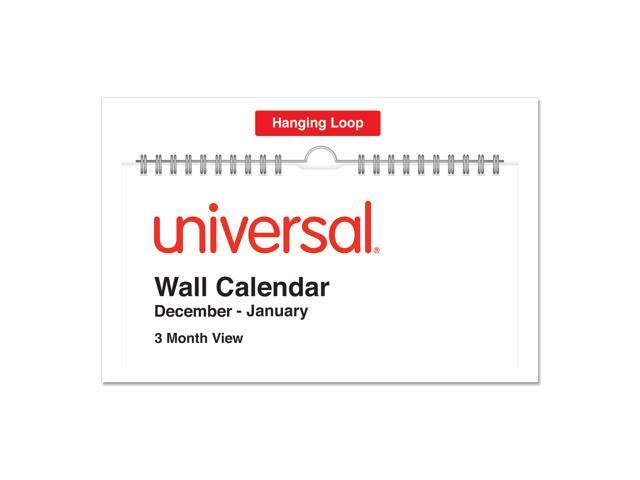 Universal Three-Month Wall Calendar White/Black/Red 12 x 27 2021 71003