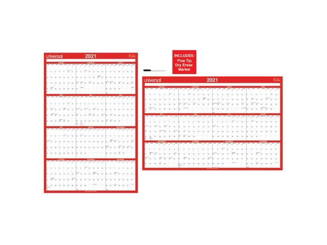 Universal Erasable Wall Calendar 24 x 36 White/Red 2021 71004
