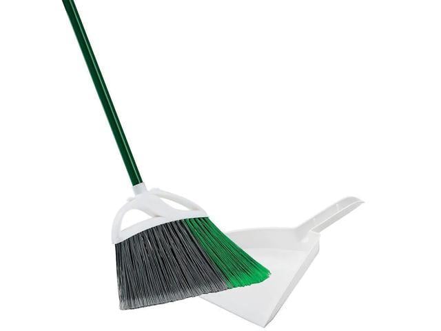 Libman Large Precision Angle Broom/Dustpan Green Steel Handle Recycled PET Fibers