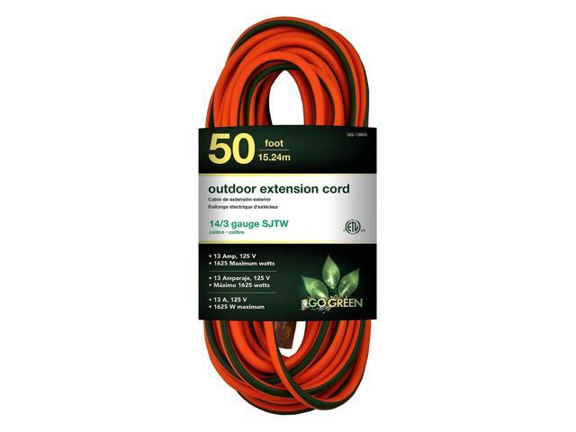 Go Green Power Power 14/3 50' Heavy Duty Extension Cord Lighted End Orange