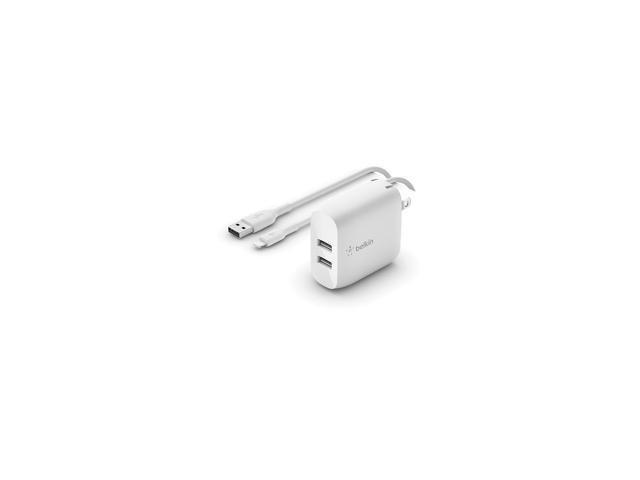 Belkin BOOST CHARGE Dual USB-A Wall Charger 24W + Lightning to USB-A Cable White