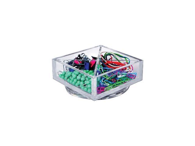 Azar 4-Compartment Plastic Rotating Organizer Clear 2/Box (556352)